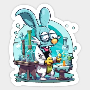 Crazy bunny, mad scientist Sticker